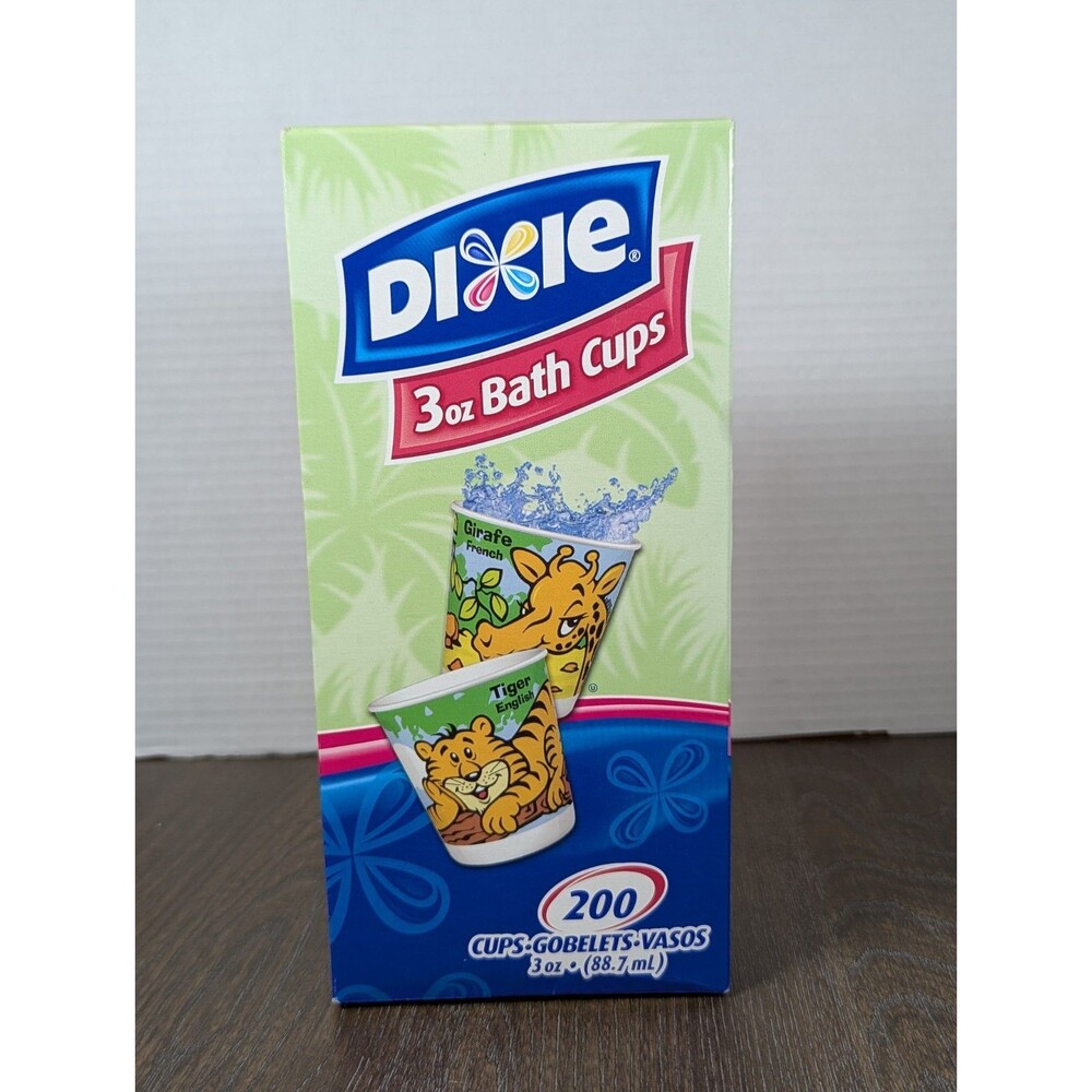 Dixie Disposable Zoo Animals Paper Cups 3 Oz - Open Box, 178 NEW Cups Tiger Lion